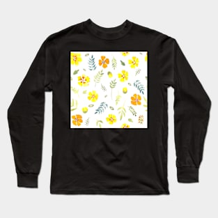 Yellow country floral in watercolour Long Sleeve T-Shirt